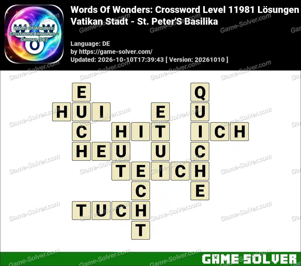 Words Of Wonders: Crossword Level 11981 Lösungen – Vatikan Stadt – St. Peter’S Basilika